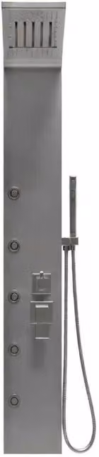 Colonna doccia con pannello idromassaggio effetto cascata e doccino Taco YH8123 in acciaio inossidabile satinato argento