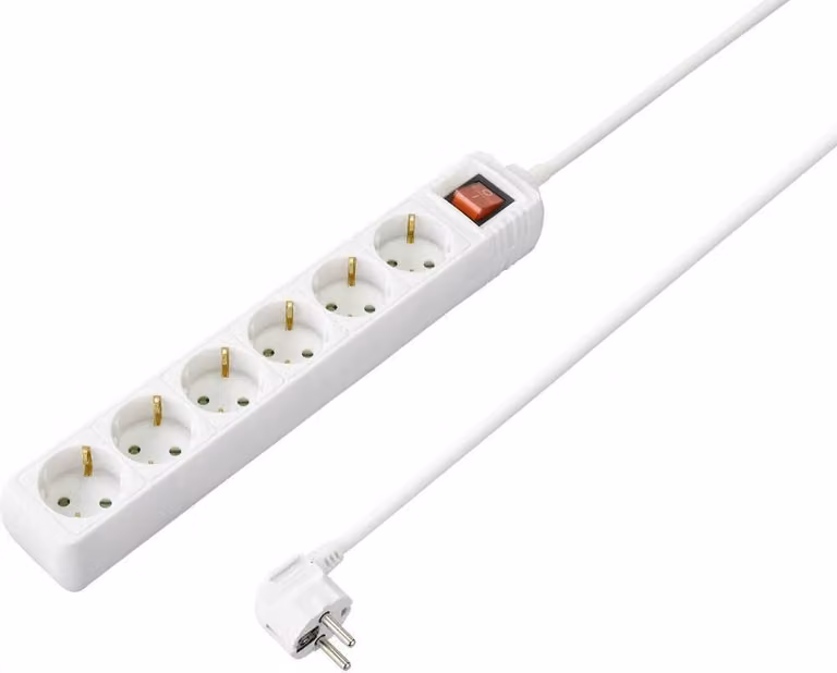 Sygonix SY-4891008 Presa multipla con interruttore Bianco Contatto di protezione 1 pz