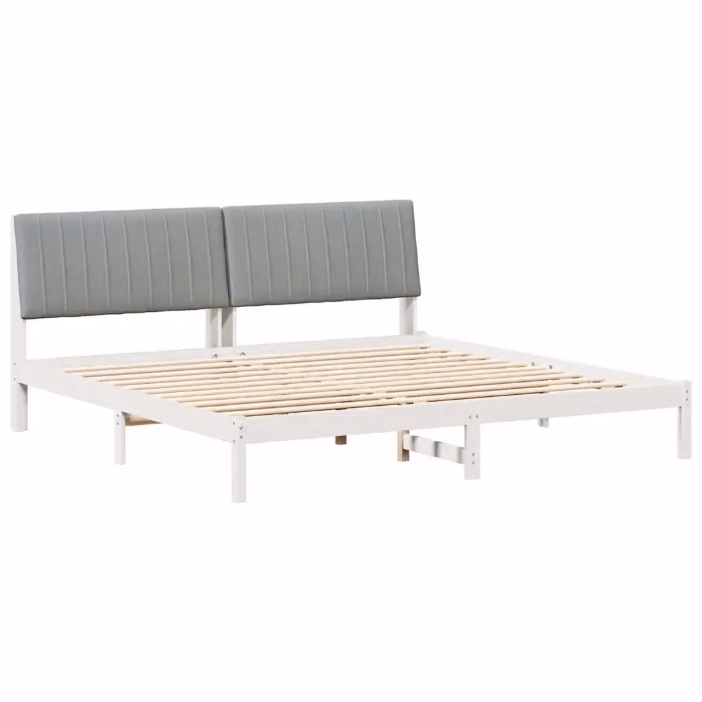 vidaXL Struttura del letto moderna in pino massello bianco 200 x 200 cm – 2