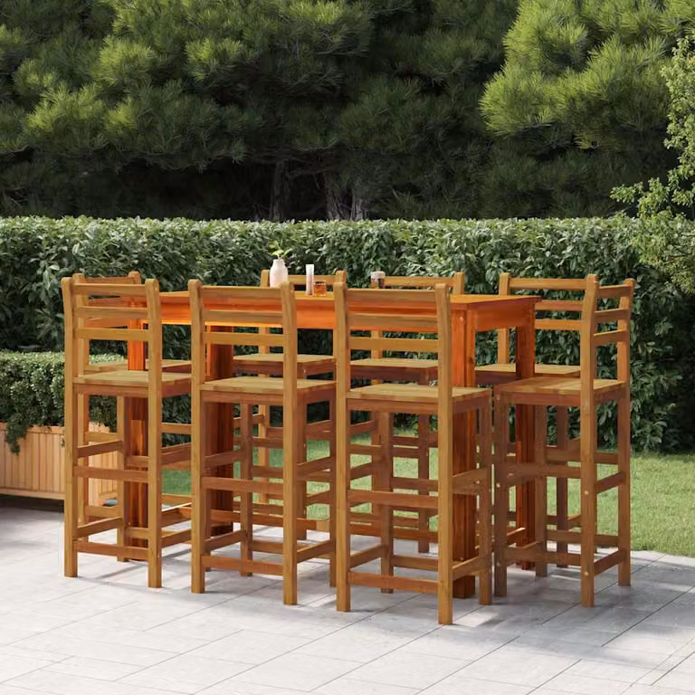 Set di 8 sgabelli da bar vidaXL in legno massello di acacia color marrone stile rustico oliato