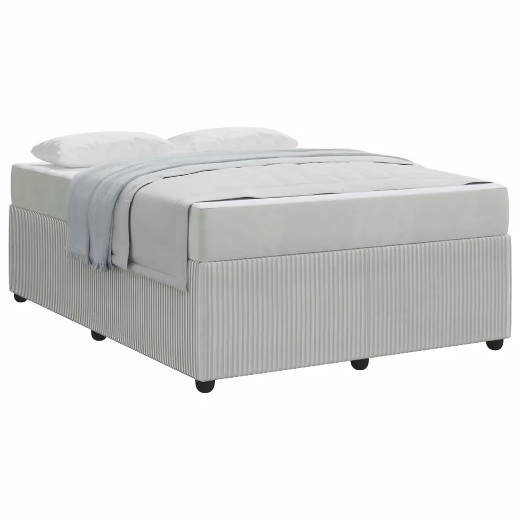 Struttura letto moderna vidaXL in tessuto grigio con legno ingegnerizzato L: 140 cm, P: 200 cm, H: 66 cm – 2