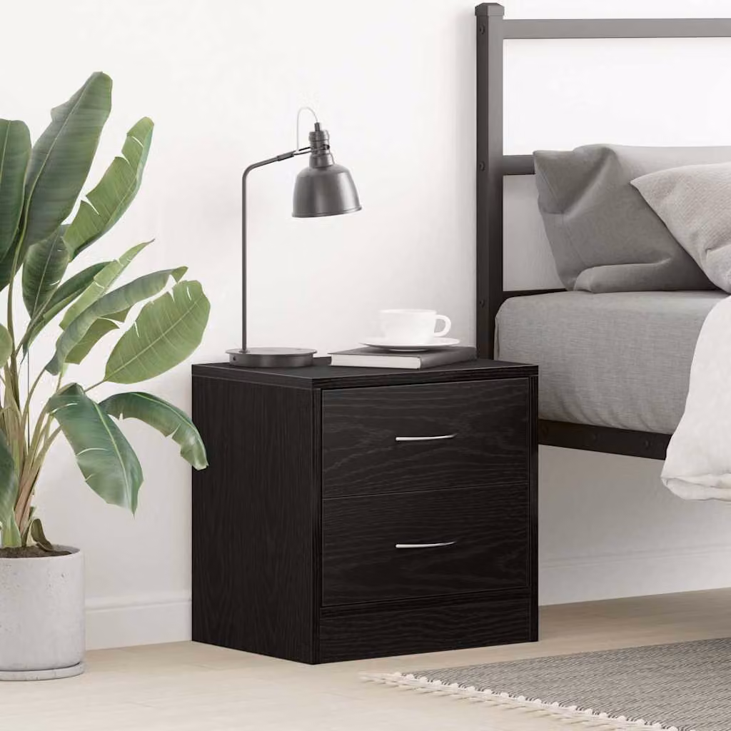 Comodino moderno vidaXL in legno nero opaco L: 40 cm, P: 30 cm, H: 40 cm