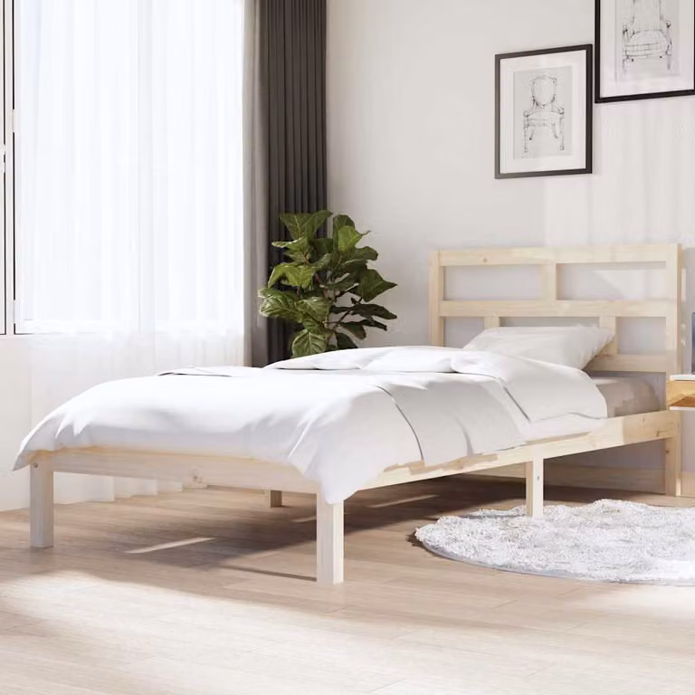 vidaXL Giroletto in Legno Massello di Pino Rustico con Doghe Fisse L/P: 90 x 200 cm