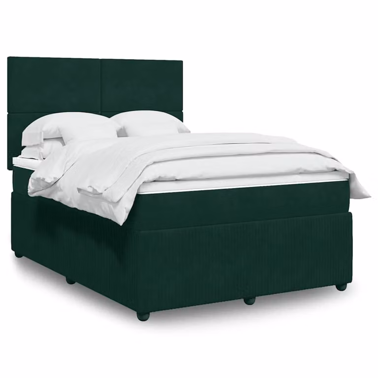 Giroletto a Molle con Materasso vidaXL in Velluto Verde Scuro L/P/H: 160 x 200 cm