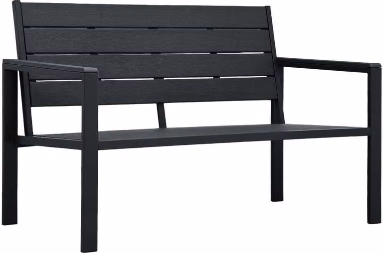 Panchina da giardino The Living Store 120 cm HDPE nero effetto legno
