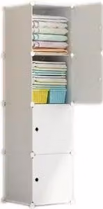Armadio modulare guardaroba bianco scaffale colonna chiusa 4 ripiani