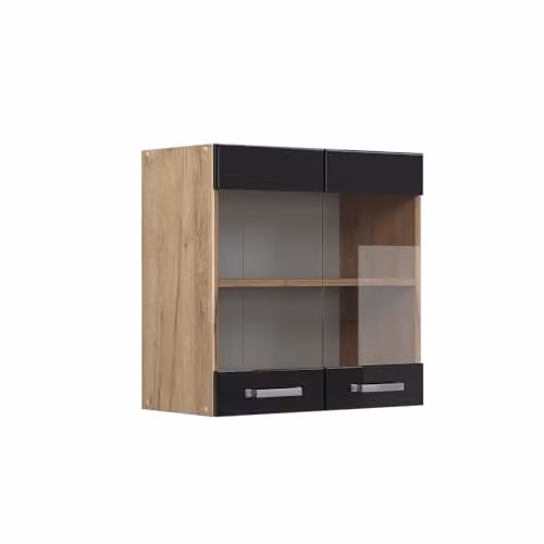 Vicco Mobile da cucina in vetro R-Line, Nero lucido, 60 cm