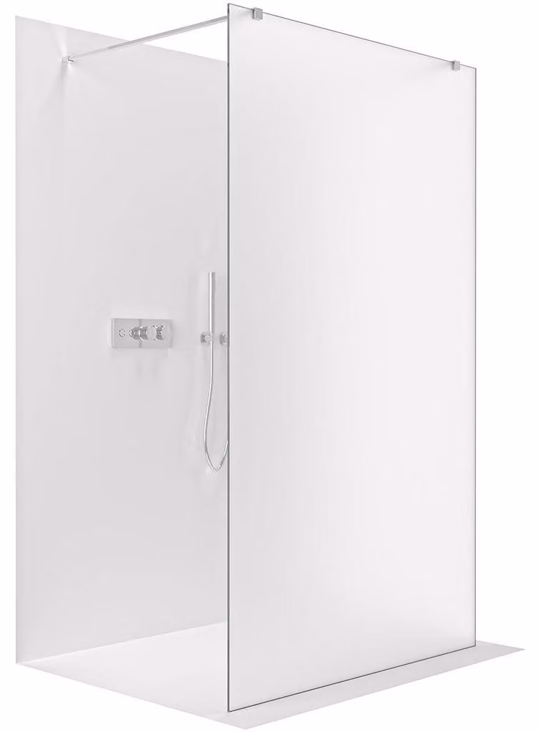 CERANO - Box doccia Walk-in Onyx Duo L/P - 8 mm - montante squadrato - cromo, vetro smerigliato - 140x200 cm