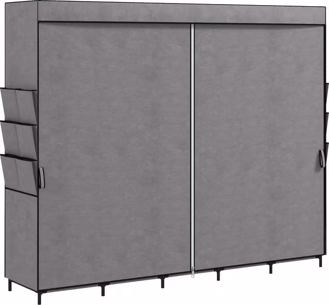 Armadio in tela HOMCOM grigio con 5 aste, 5 ripiani e 6 tasche, L/P/H: 212 x 45 x 167 cm