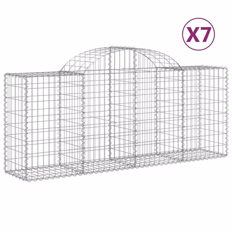 Cesti Gabbioni ad Arco 7 pz 200x50x80/100 cm Ferro Zincato
