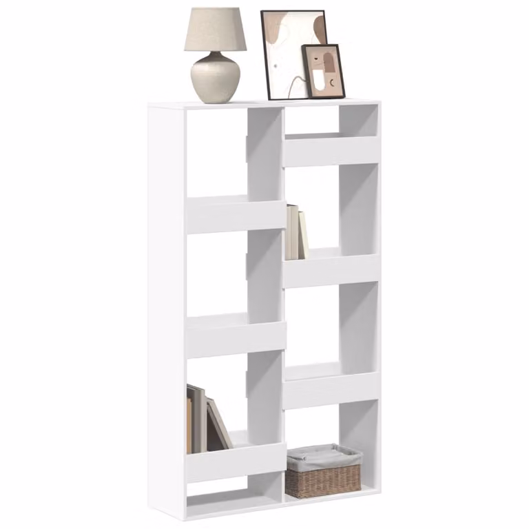 Libreria bianca vidaXL in legno e MDF per soggiorno, L 100 cm x P 33 cm x H 175 cm