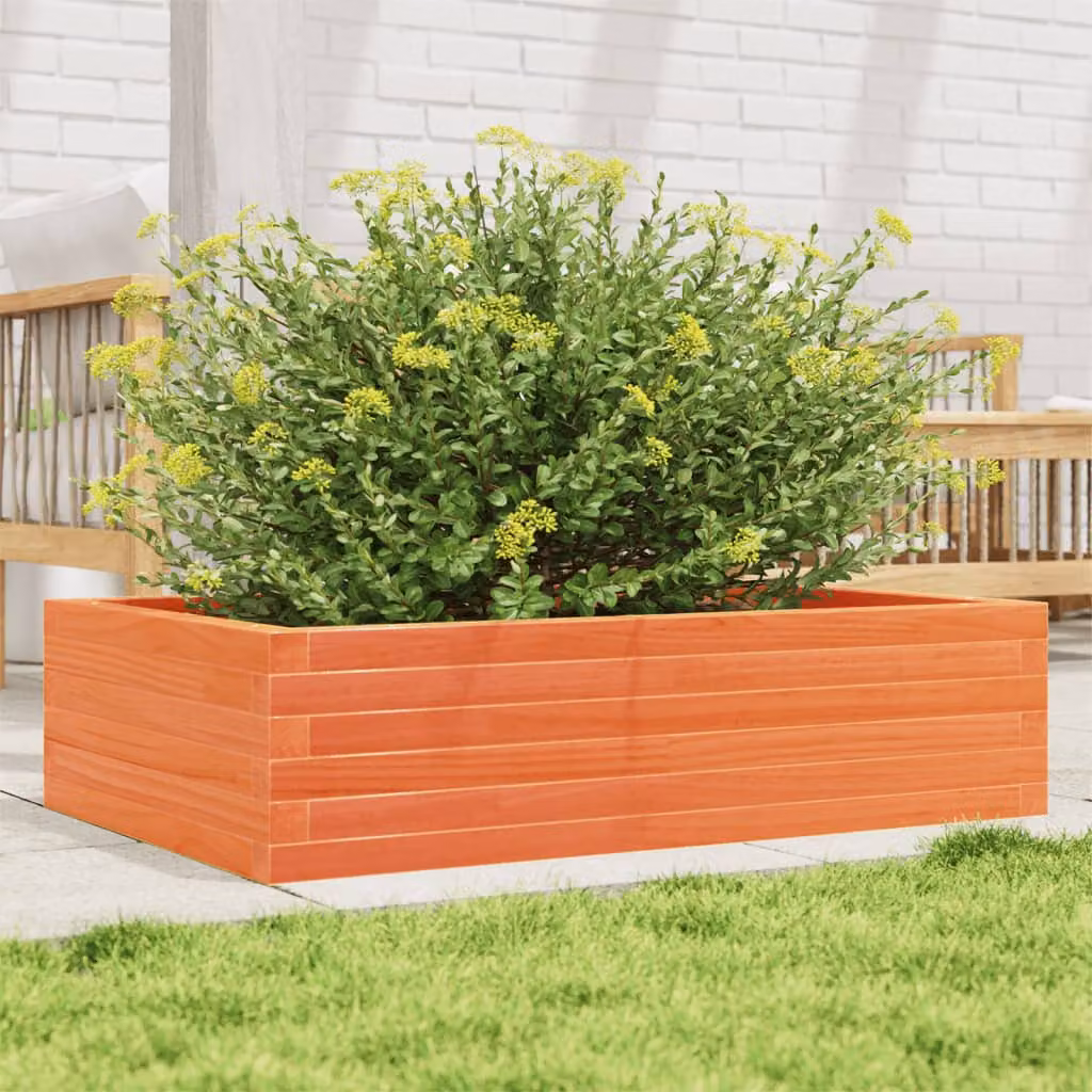 Fioriera da giardino vidaXL in legno di pino massello, colore marrone, L 90 cm x P 60 cm x H 23 cm