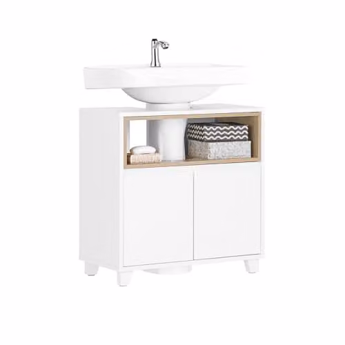 SoBuy Mobiletto Bagno Salvaspazio Mobile Sottolavabo Con Anta 60x30x61cm
