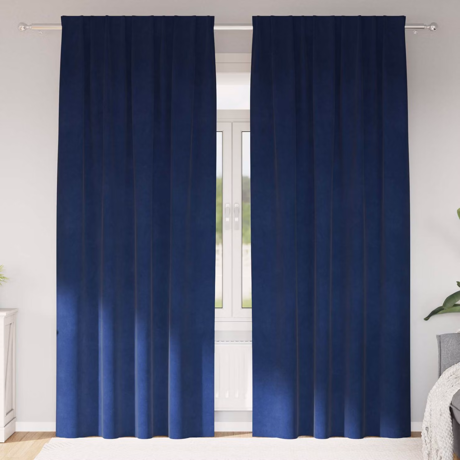 Set di 2 tende oscuranti vidaXL in velluto blu, L: 140 cm, H: 260 cm