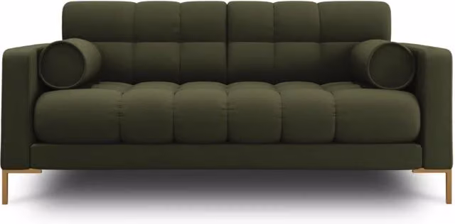 Divano 2 posti Bali di Cosmopolitan Design in tessuto verde e oro con struttura in metallo L: 152 cm, P: 75 cm, H: 92 cm