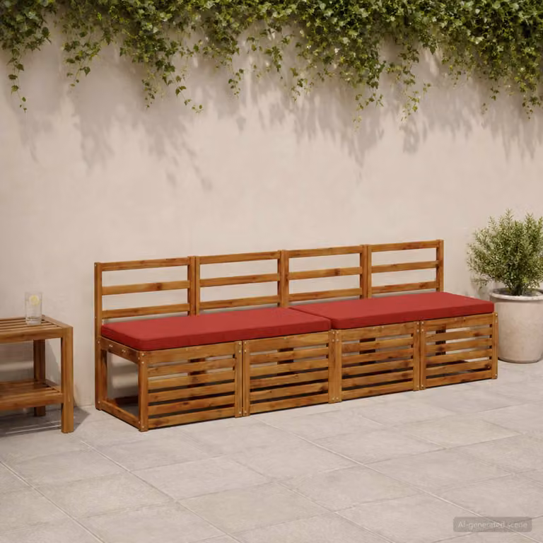 Cuscino per panchina vidaXL VUGHT rettangolare in poliestere rosso, con rivestimento rimovibile e lavabile
