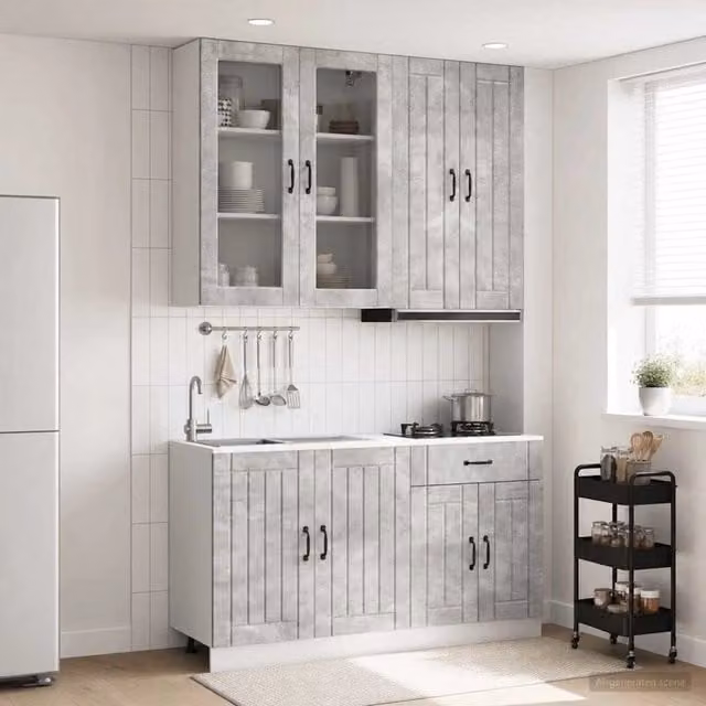 Unità Cucina LUCCA 4 pz Grigio Cemento Legno ingegnerizzato 3438328