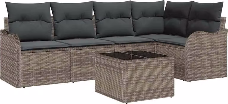 Set Divano da Giardino 6 pcs Grigio polyrattan