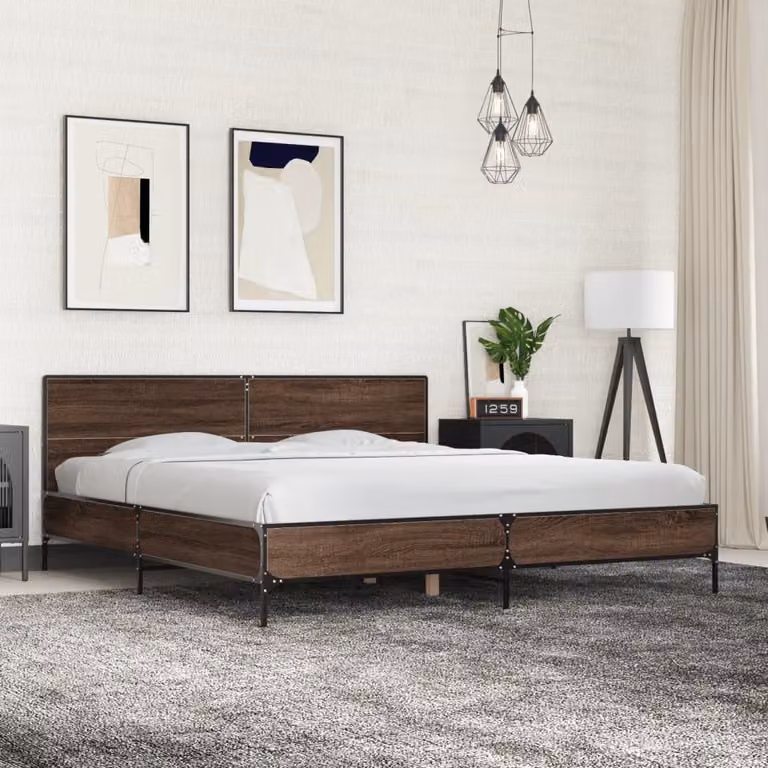 Giroletto vidaXL in legno e metallo color rovere marrone 200x200 cm