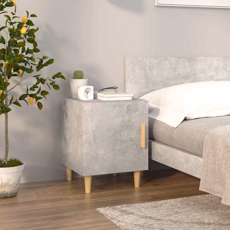 Comodino sospeso vidaXL moderno in legno multistrato, Grigio e Bianco