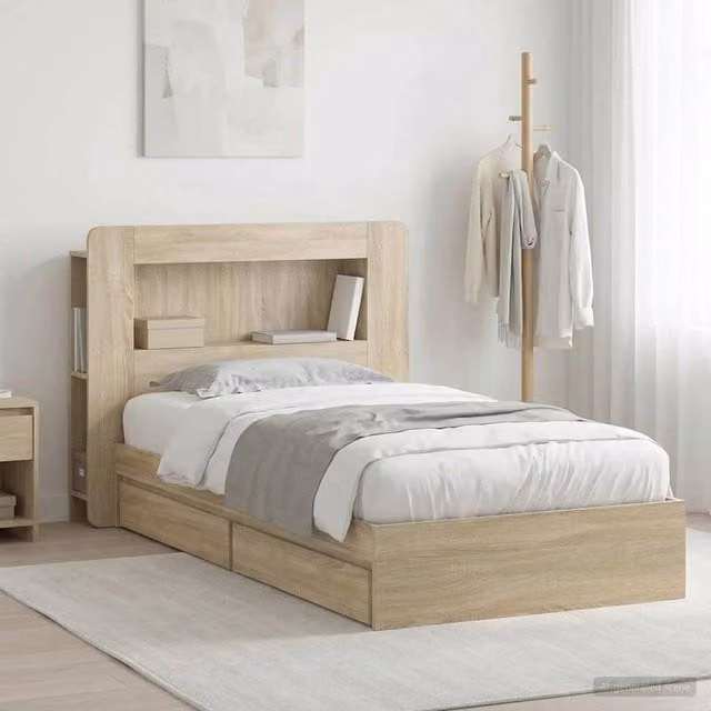 Telaio letto con contenitore e cassetti vidaXL in legno color marrone L/P/H: 190 x 75 x 140 cm
