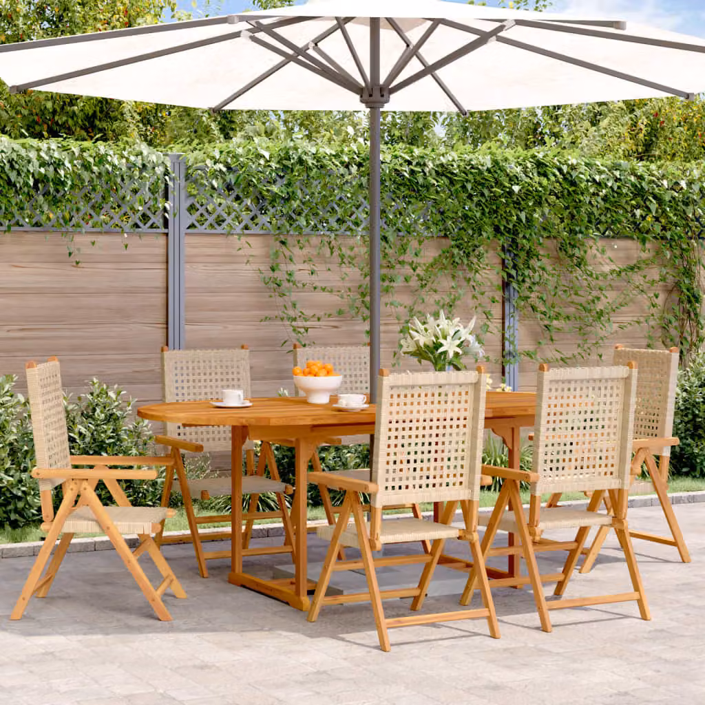 Maison Exclusive - Set da pranzo da giardino 7 pezzi in rattan sintetico e legno massello, beige