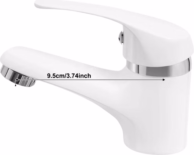 Miscelatore per lavabo, da montare a parete, con corpo in Vetroceramica, colore bianco