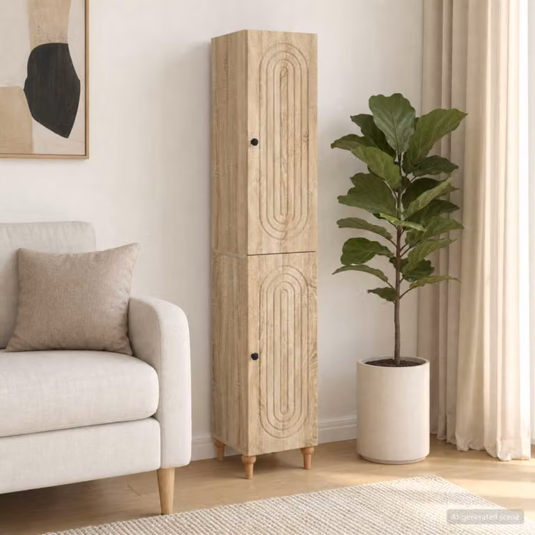 Set di 2 armadi moderni vidaXL in legno MDF color rovere con illuminazione LED integrata