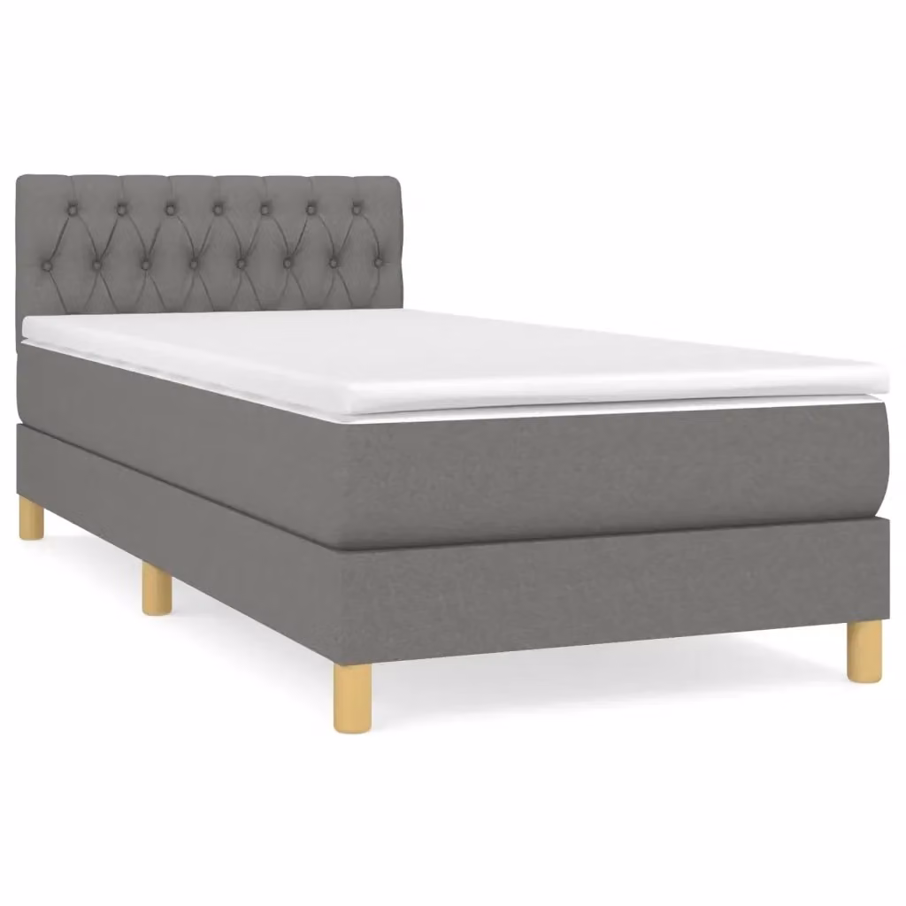 Letto Ibrido vidaXL con Giroletto a Molle e Materasso in Tessuto Grigio e Bianco L/P/H: 200 x 80 x 31 cm – 2