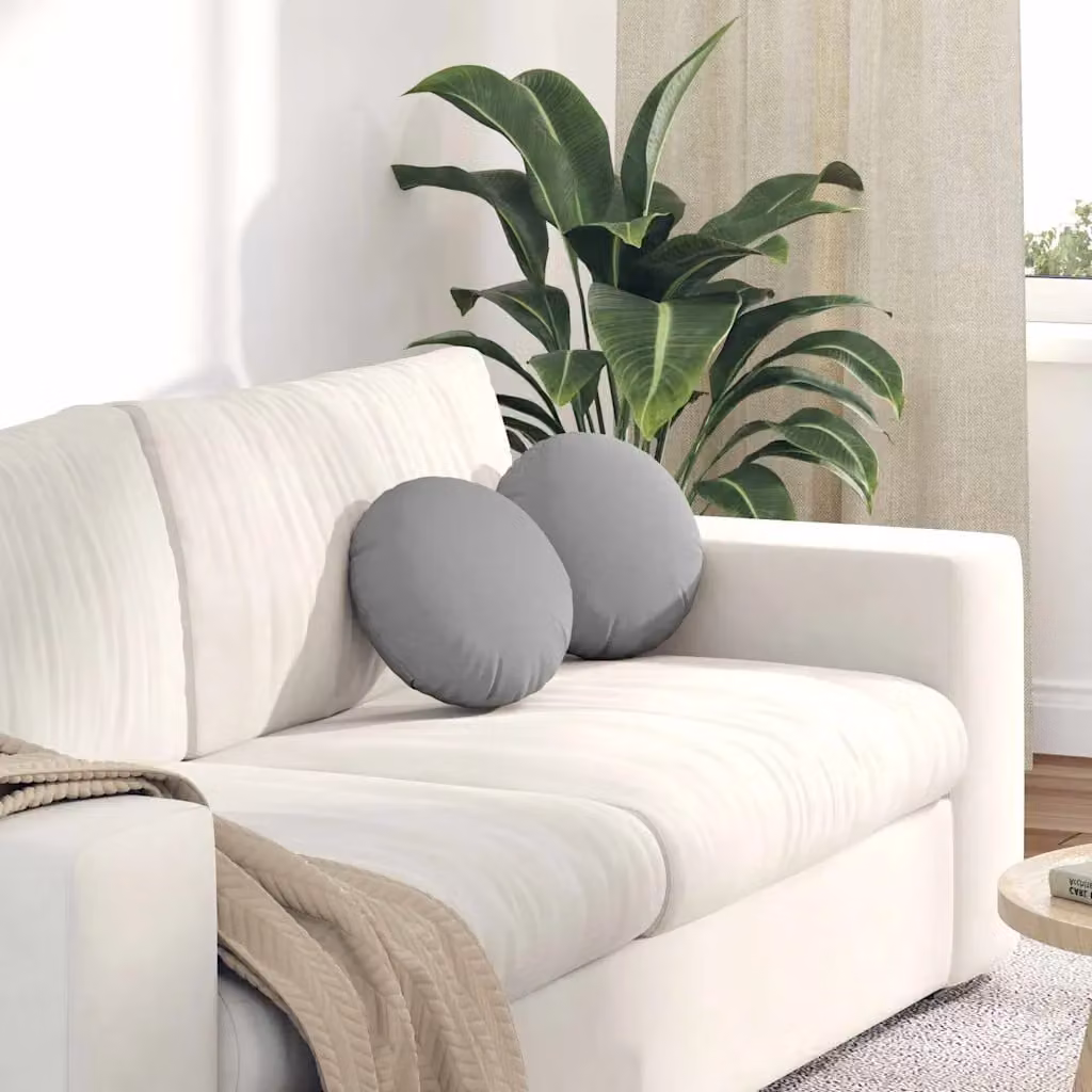 Set di 2 cuscini per seduta rotondi vidaXL in tessuto grigio, Ø 30 x 13 cm