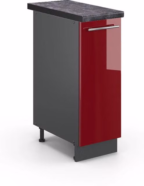 Armadio cucina dispensa alto Fame-Line Bordeaux lucido/Antracite 30 cm, PL Antracite Vicco