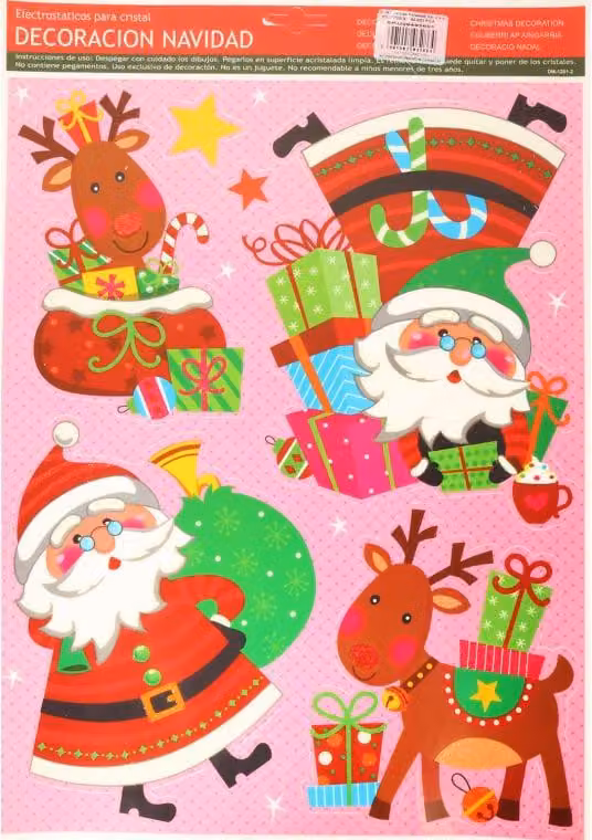 Adesivi per finestre autoadesivi Babbo Natale e renna