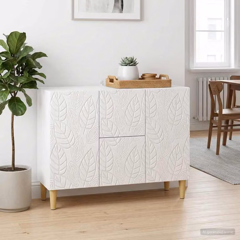 Credenza moderna vidaXL in legno ingegnerizzato bianco lucido L/P/H: 89 x 34,5 x 60 cm