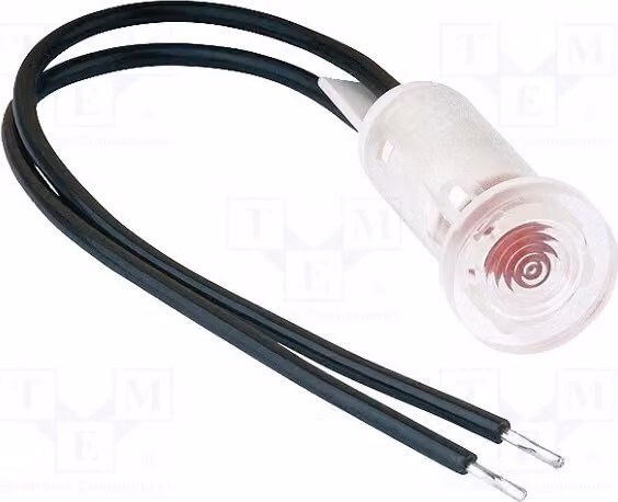 1 indicatore luminoso: LED piatto, diametro foro: 9,7 mm, lunghezza cavi: 100 mm, codice prodotto: 2684.8321, indicatore LED