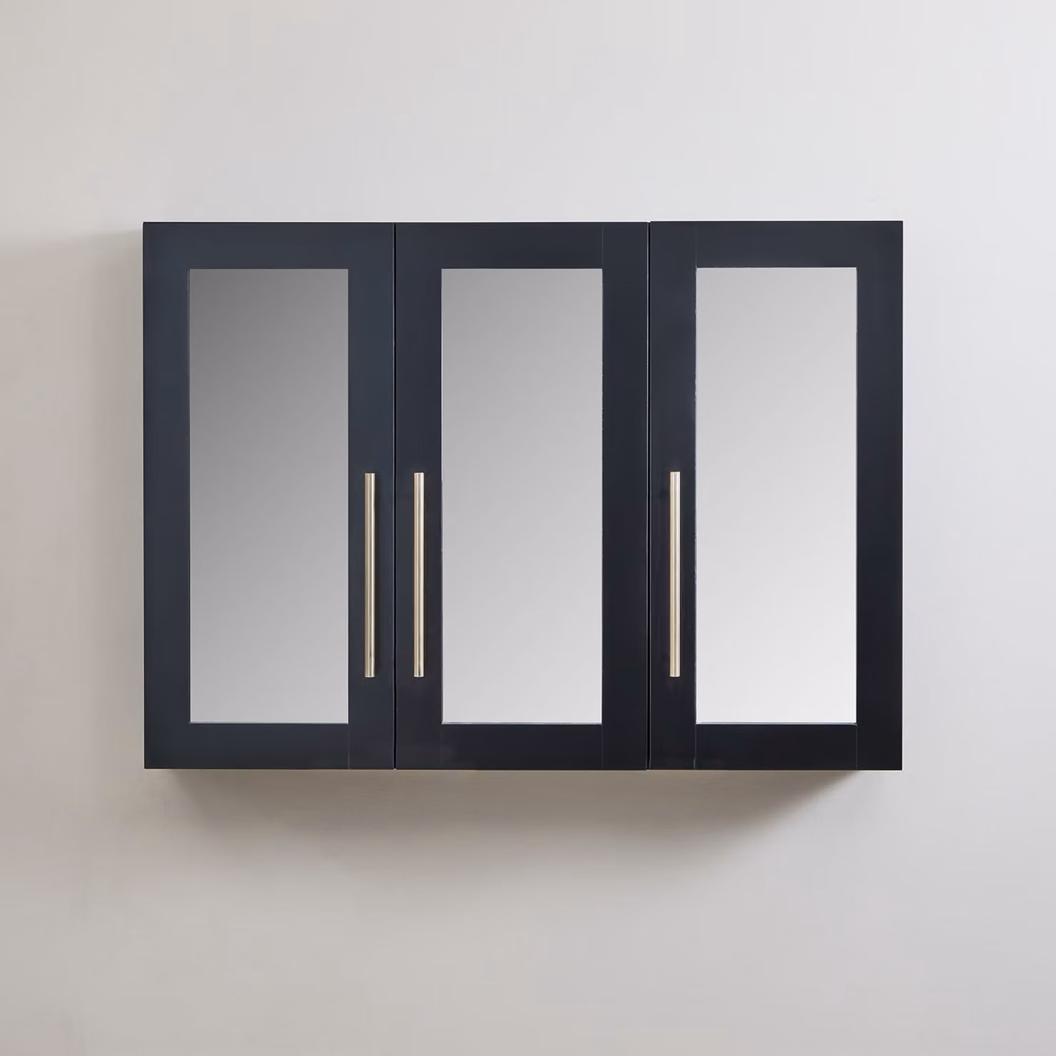 Mobiletto a Specchio da 600mm x 650mm Nero Grigio - Completo di Maniglie Moderne a Barra in Oro Satinato - Cluo