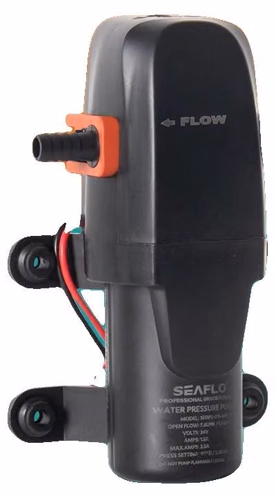 Pompa per acqua marina, 40 PSI, 24 V CC, portata: 3,3 GPM, autoadescante, diametro ingresso/uscita: 1/2 pollice