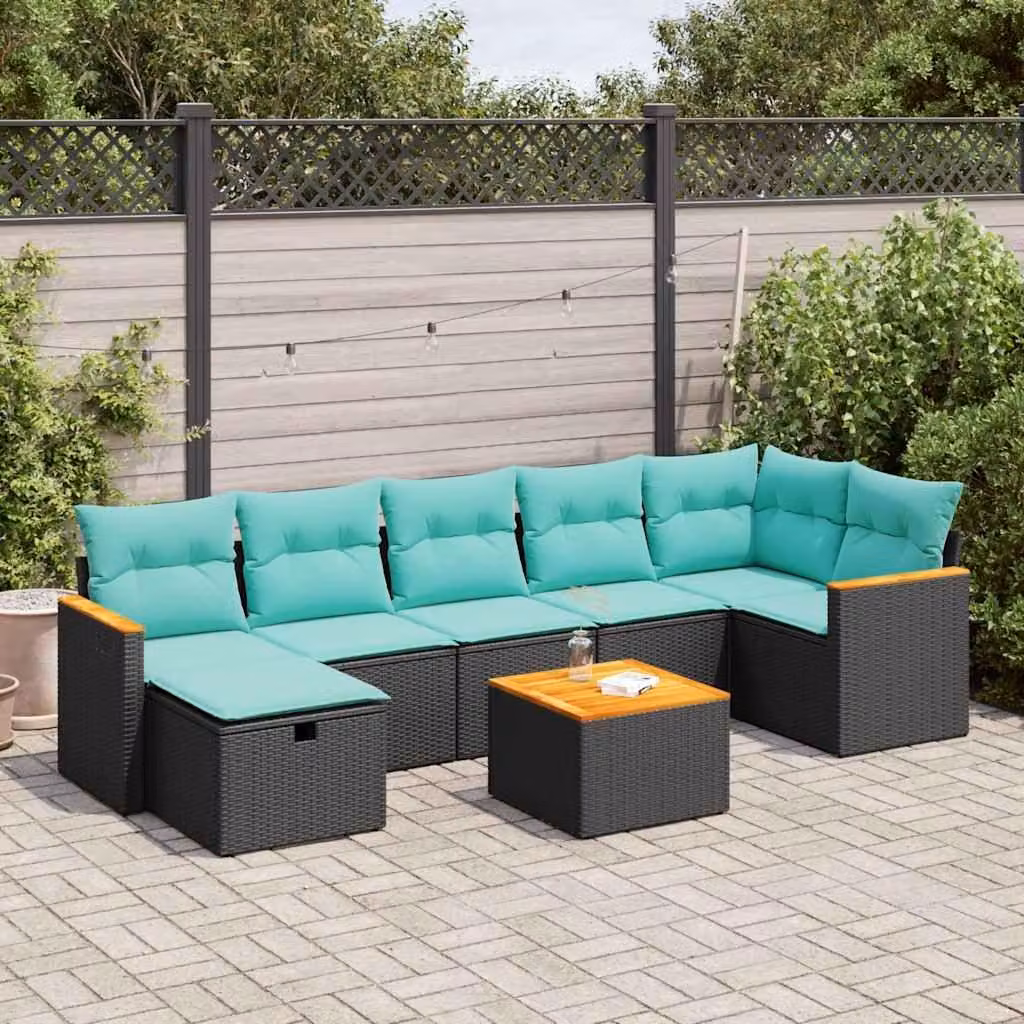 Maison Exclusive - Set da giardino 8 pezzi con cuscini in polyrattan nero