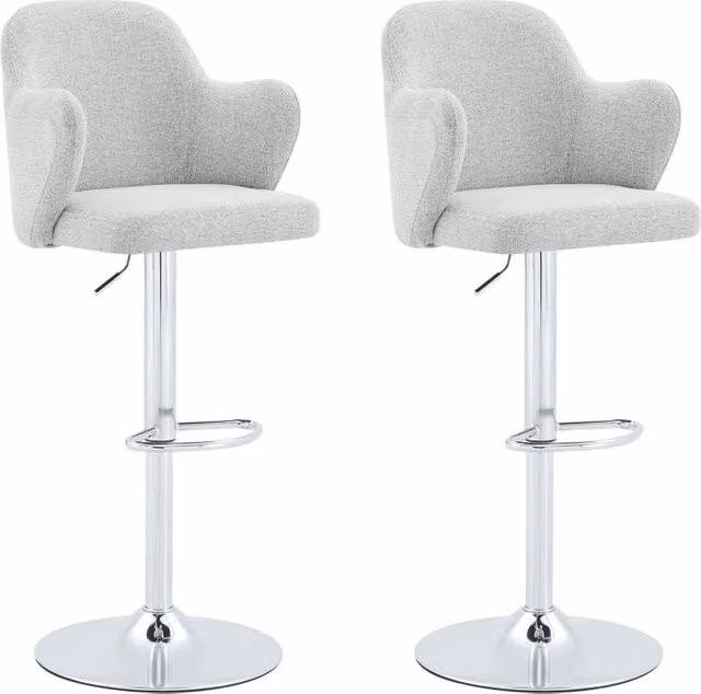 Set di 2 sgabelli da bar regolabili 97-118 cm, tessuto grigio chiaro, girevoli