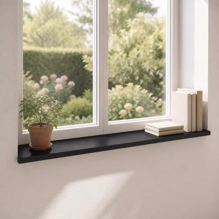 Set di 2 soglie per finestre vidaXL in legno, colore nero, L 100 x P 40 x H 2 cm