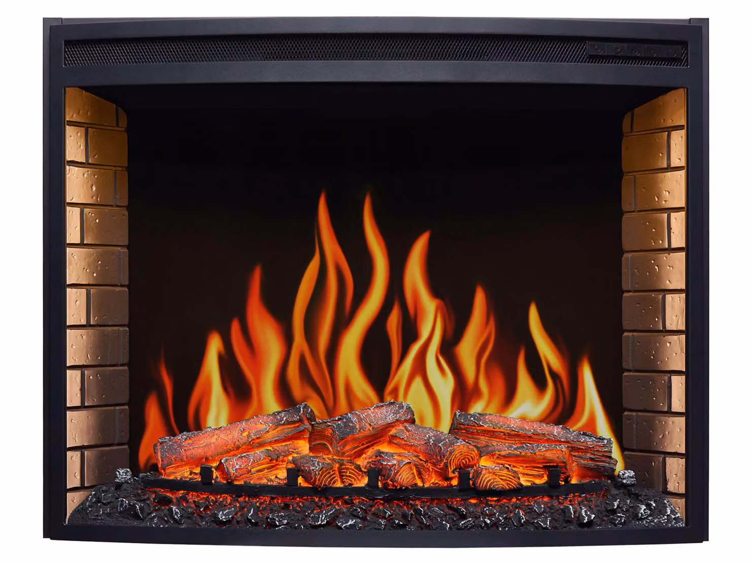 Caminetto elettrico ArtiFlame AF33, caminetto elettrico da incasso con riscaldamento da 1800 W, effetto fiamma realistico, illuminazione a LED, telecomando, timer, nero