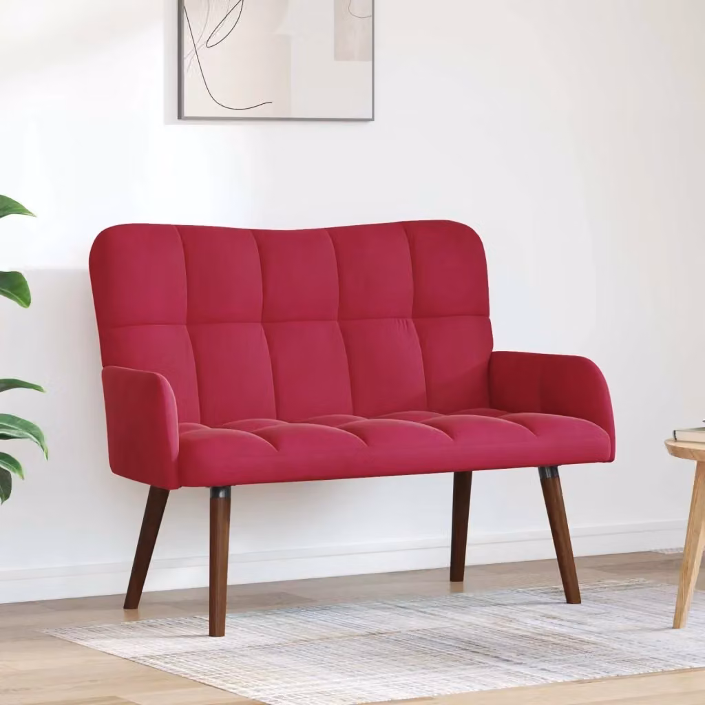 Divano a due posti moderno in velluto per soggiorno o camera da letto, L: 115 cm, P: 61 cm, H: 87 cm – 2