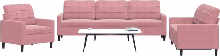 Maison Exclusive - Set divano a 3 pezzi con cuscini in velluto rosa