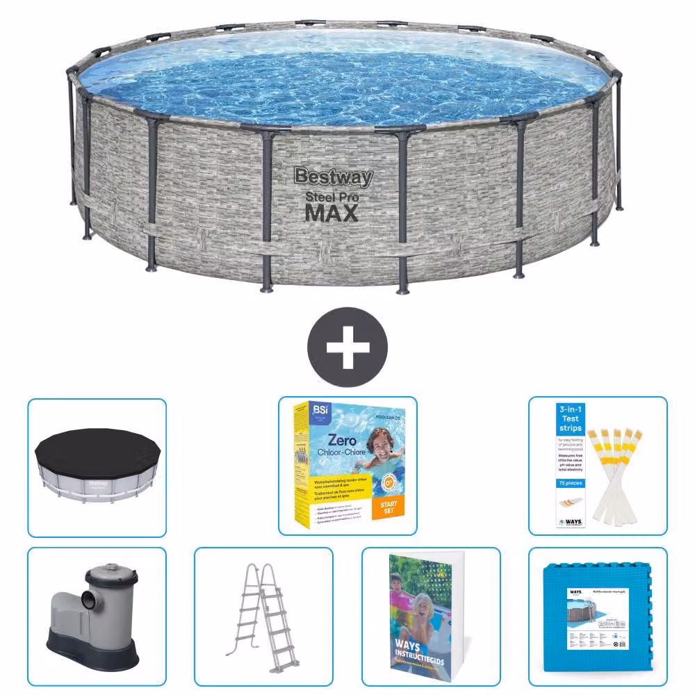 Piscina gonfiabile Bestway Steel Pro MAX, rotonda, 488x122 cm, composta da 6 parti, modello S566