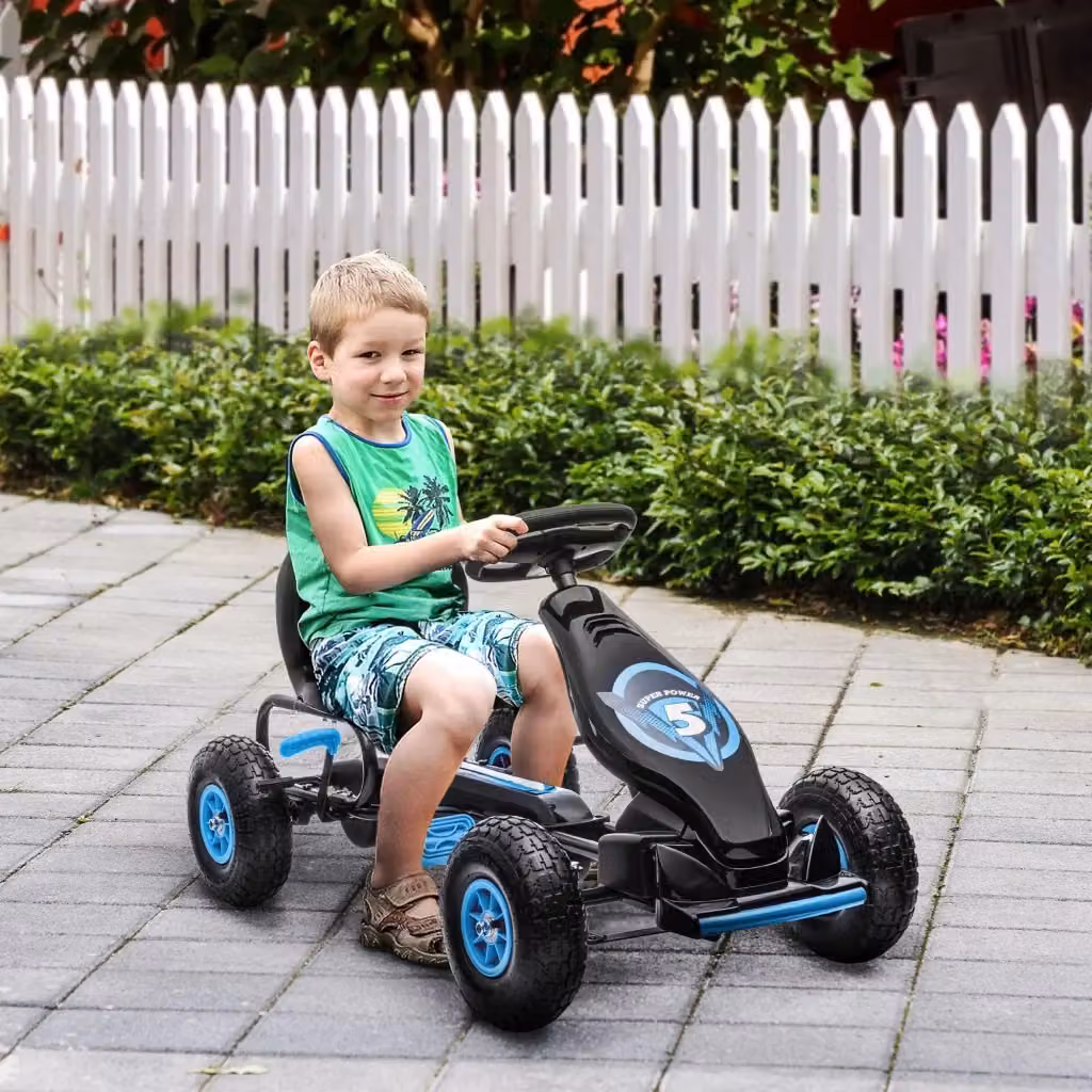 Go-Kart a Pedali GIORDANOSHOP per Bambini con Sedile Regolabile, Blu e Nero, L/P/H: 121 x 58 x 50 cm – 2