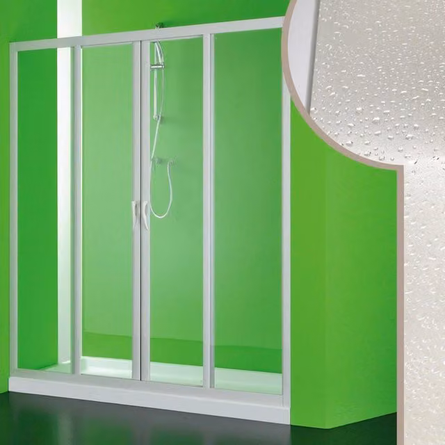 Porta Doccia 2 Ante Scorrevoli in Acrilico H185 cm Dorini Bianco 120 cm