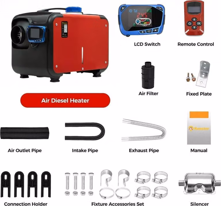 Riscaldatore ad aria diesel, potenza 8KW, telecomando LCD, 8KW, 8KW