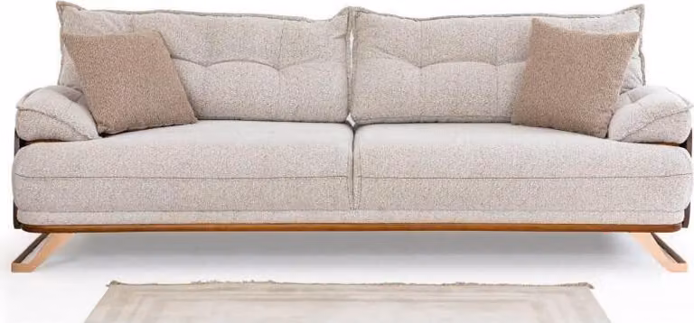 Moderner 3-Sitzer Wohnzimmer Beiges Polstersofa Stoffsofa Dreisitzer