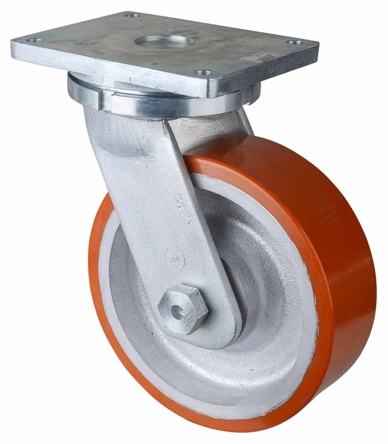 BS Ruote girevoli RR100.C10.302 Diametro 300mm Portata 2800kg Piastra 255x200mm Ruota Alluminio / fusione PUR95 - RR100.C10.302