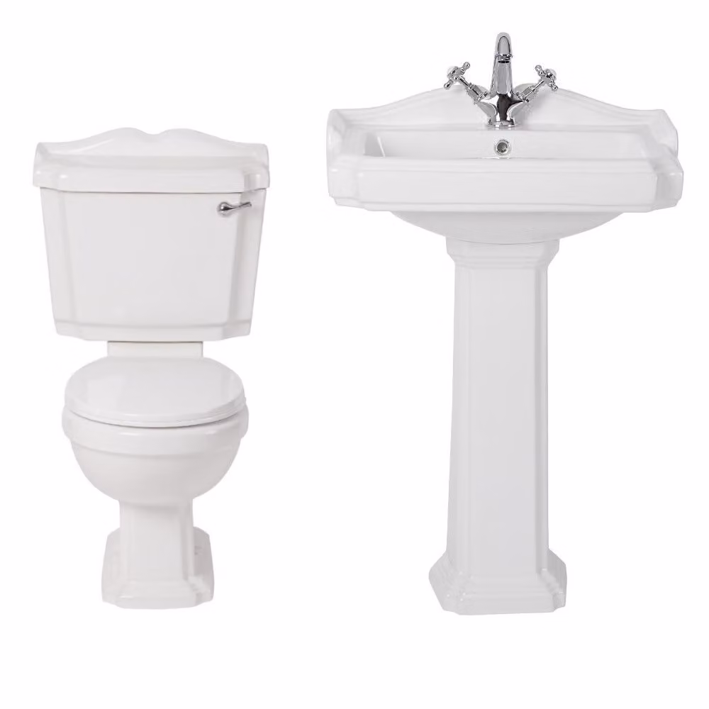Set Bagno WC Monoblocco- Lavabo su Colonna - Soluzione completa - Stile Moderno - Regent