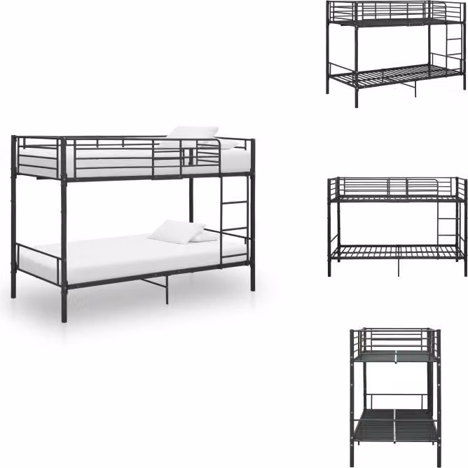 vidaXL Letto a castello in metallo nero 90×200 cm - Letti e strutture letto